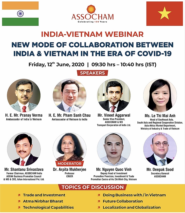 Mời tham gia Hội thảo trực tuyến “Việt Nam - Ấn Độ: Mô hình hợp tác mới trong hoàn cảnh Covid 19”