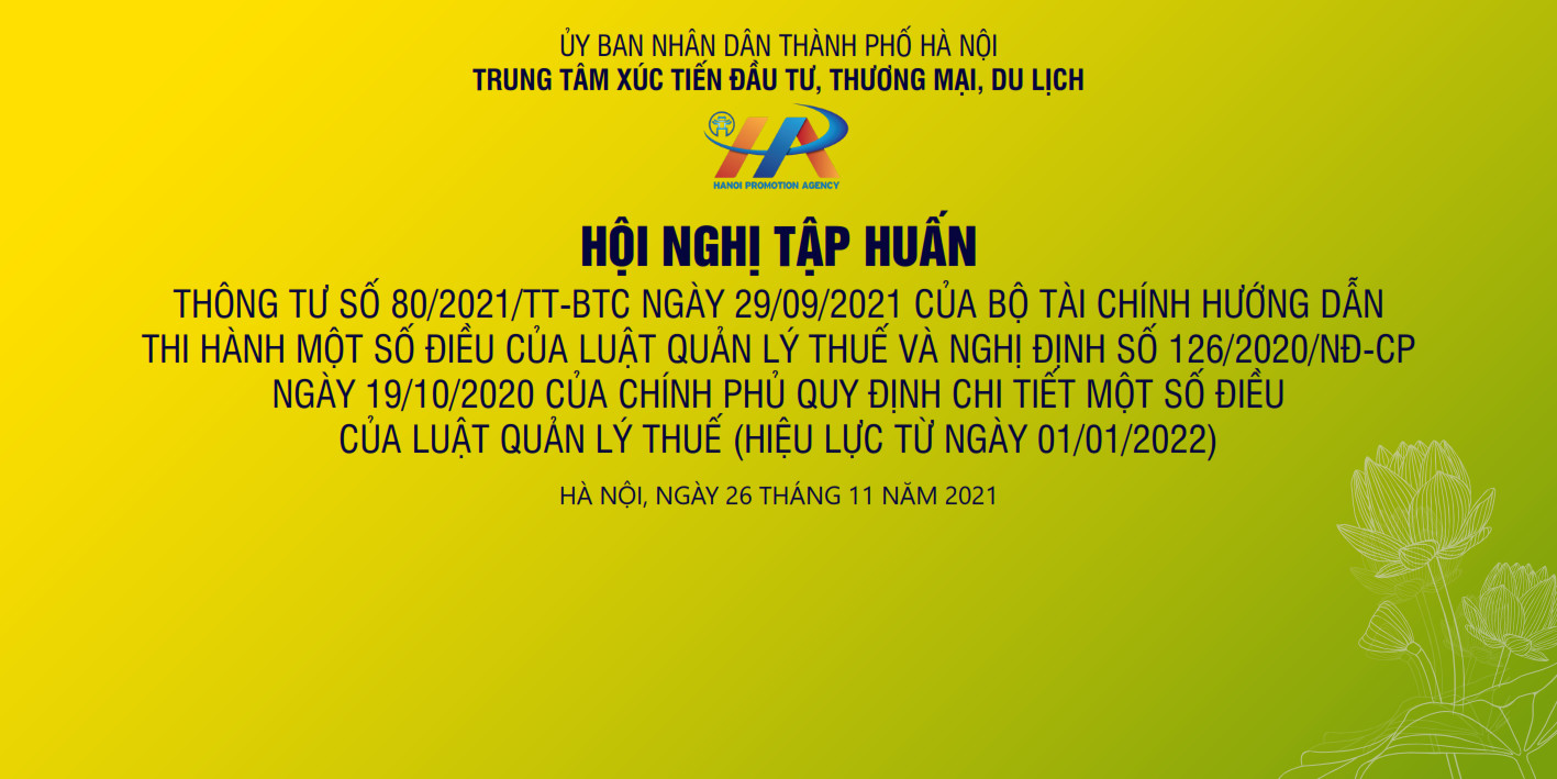 Thư mời tham dự Hội nghị Tập huấn “Thông tư 80/2021/TT-BTC ngày 29/9/2021 của Bộ Tài chính